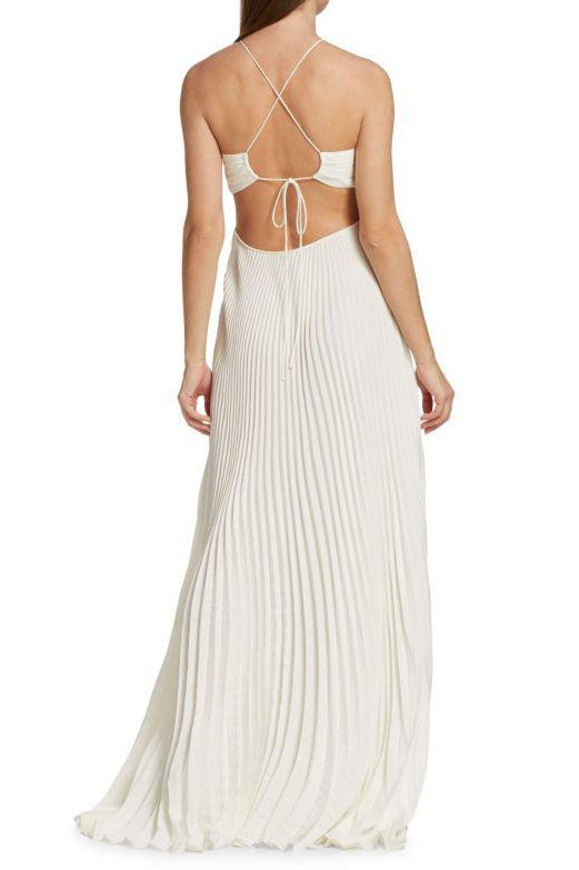 Hot A Line Halter Neck White Long Prom Dress with Backless
