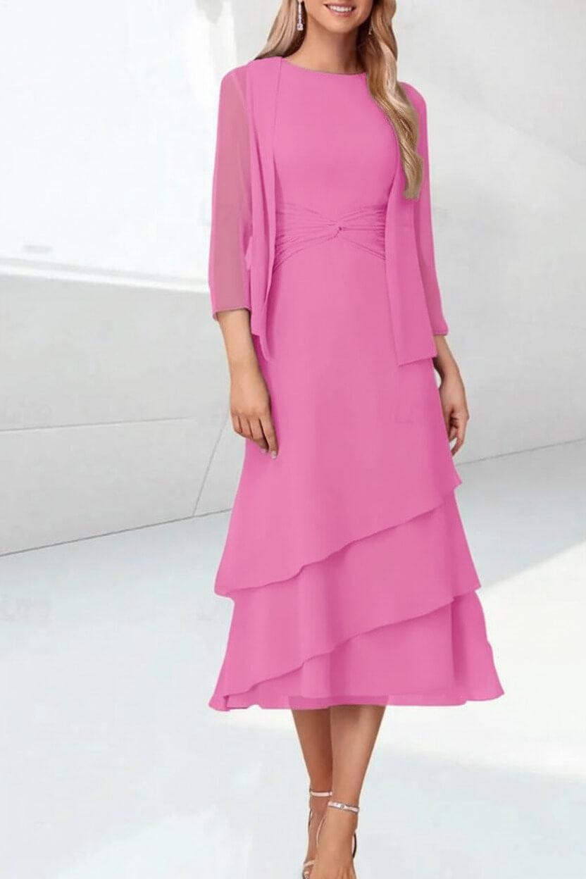 Mint Green Mother of the Bride Dress Chiffon Two Piece Wedding Guest Dress