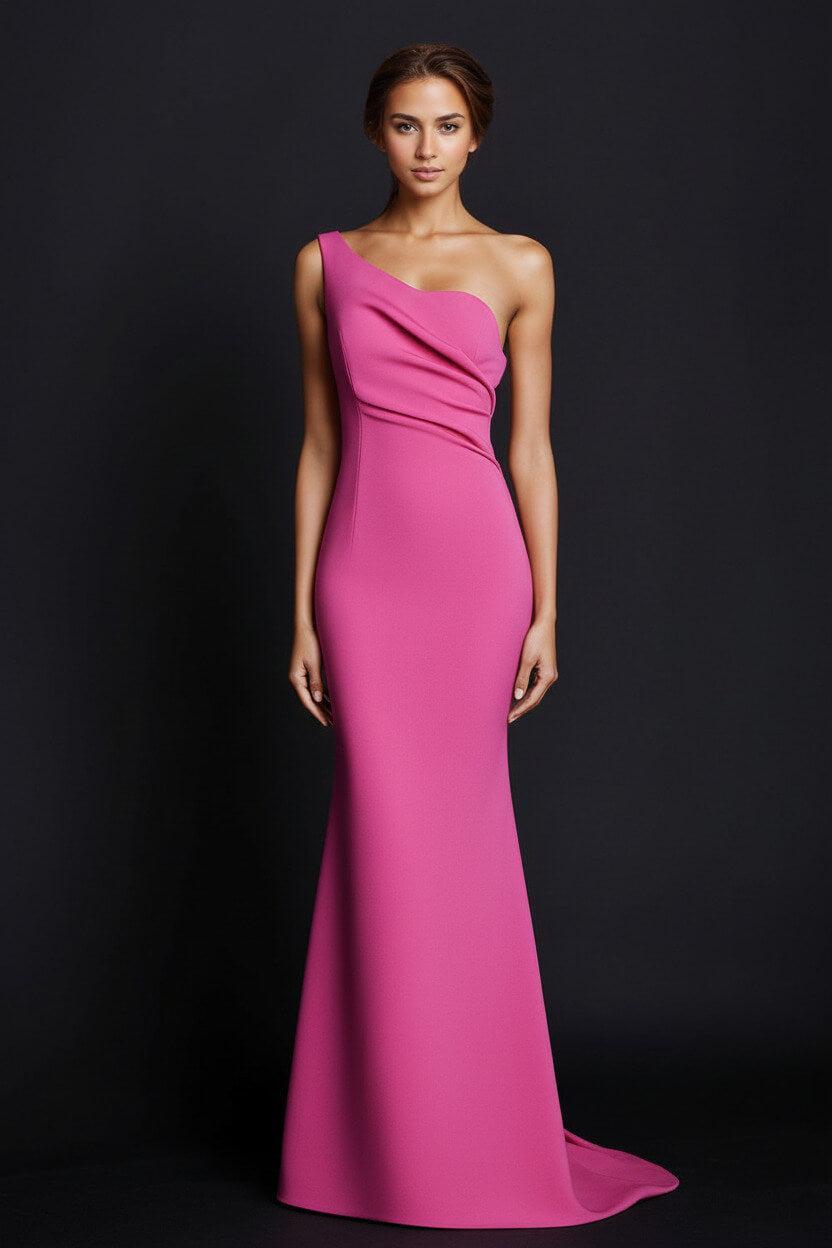 One Shoulder Khaki Wedding Guest Dress Mermaid Long Formal Dress