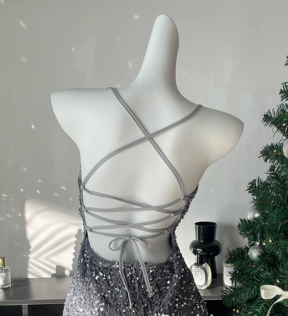 Sexy Backless Halter Sequin Cocktail Dress Black Sheath Short Party Dress Homecoming Dress - View 6 | VelvetHem