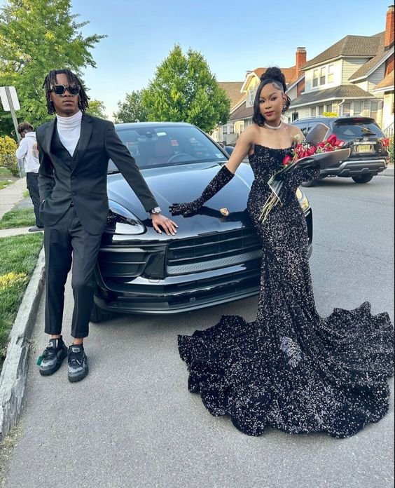 Sparkly Black Sequins Mermaid Prom Dress,Black Evening Dress - View 2 | VelvetHem