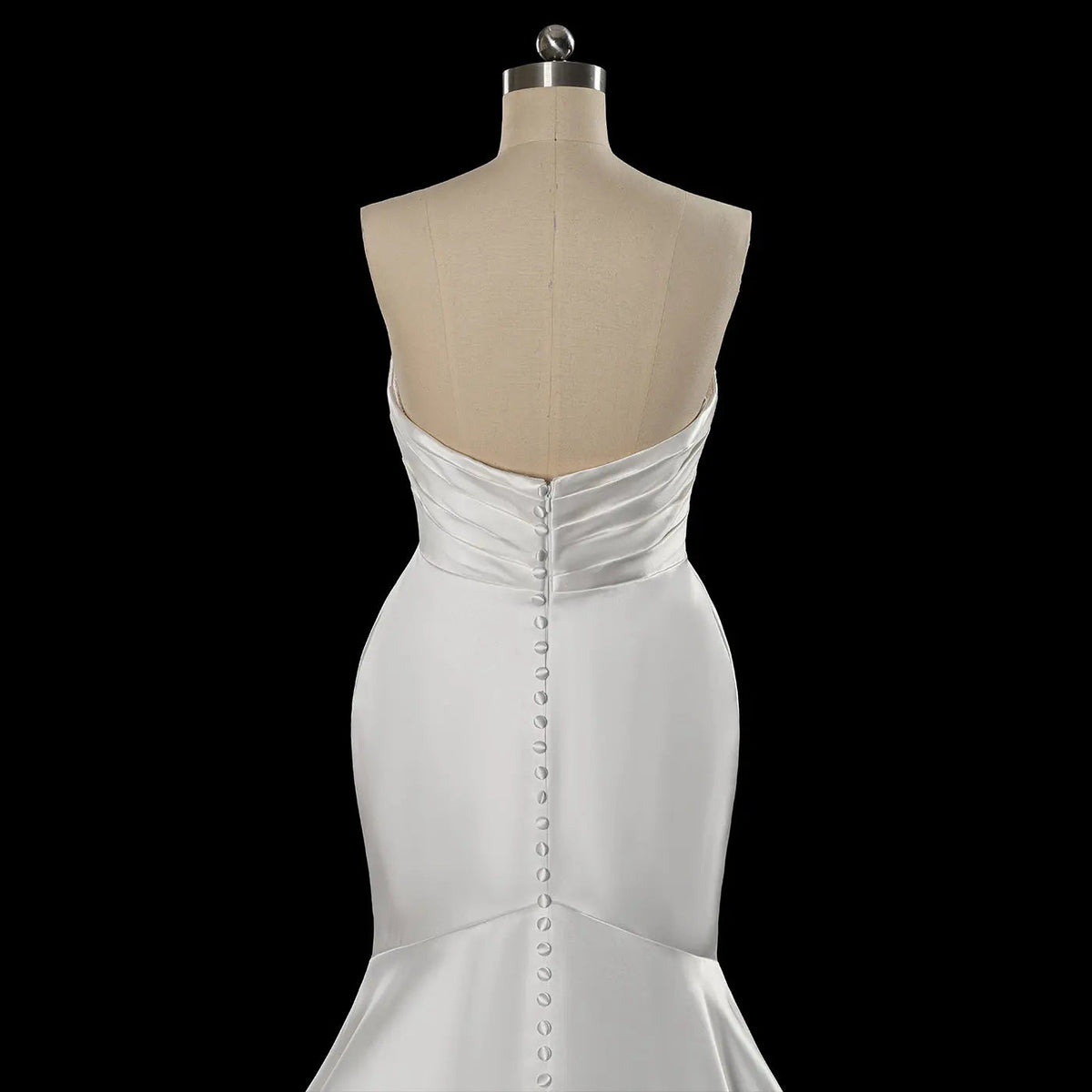 Glamorous Lvory Satin Wedding Dress with Buttons & Train ZP053