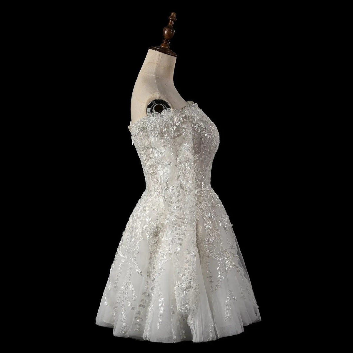 Elegant Off White Off-the-Shoulder Lace Short Wedding Dress ZP048