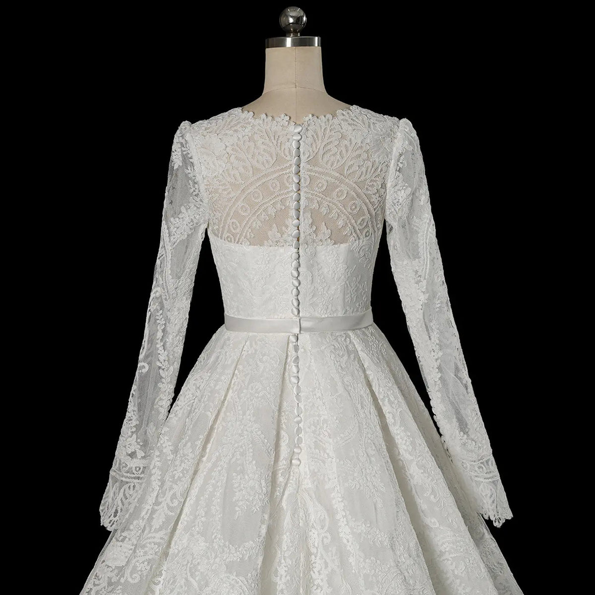 Luxury White Lace Long Sleeve Square Neck Wedding Dress with Veil ZP136