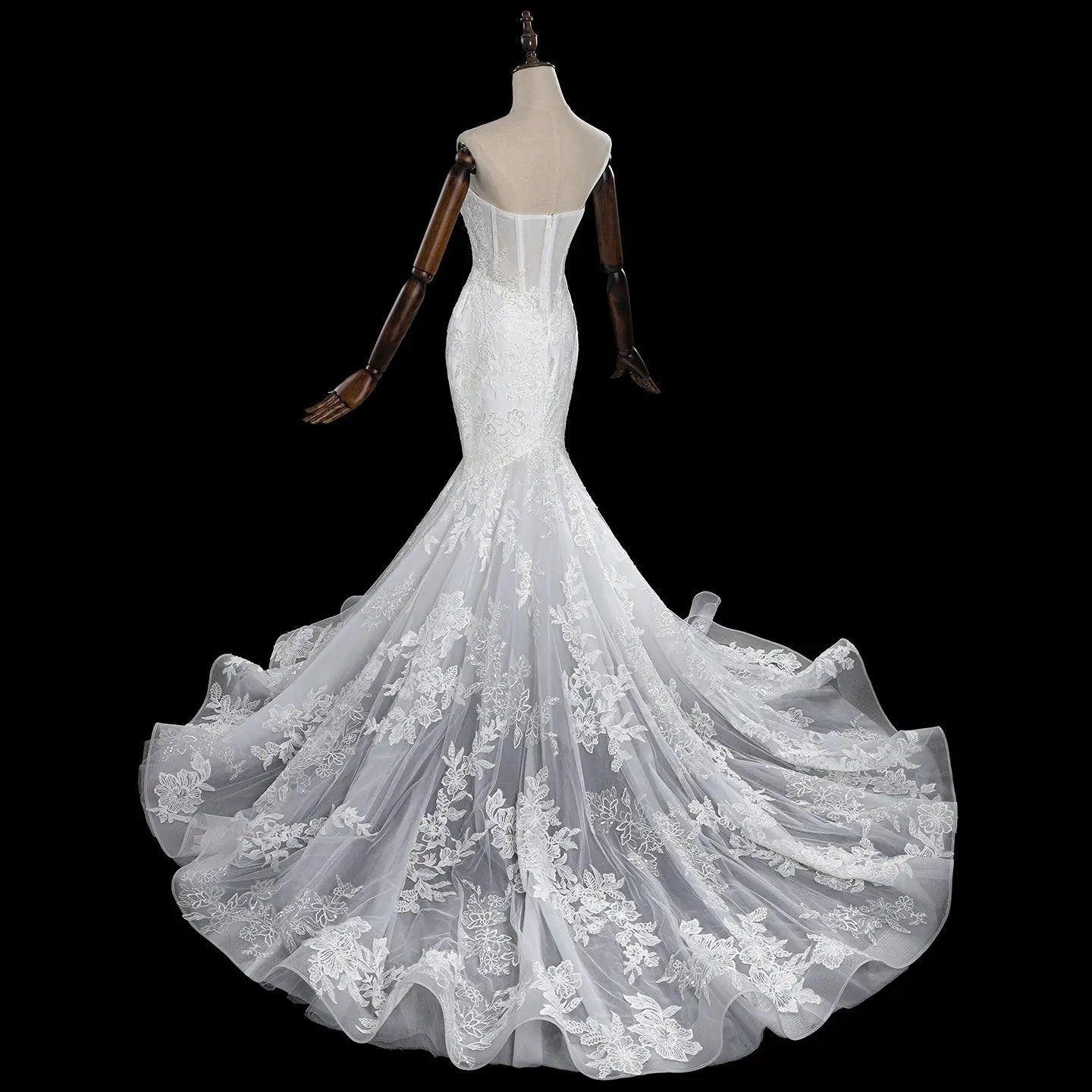 Glamorous White Sweetheart Neckline Mermaid Wedding Dress with Detachable Tulle Sleeves ZP056