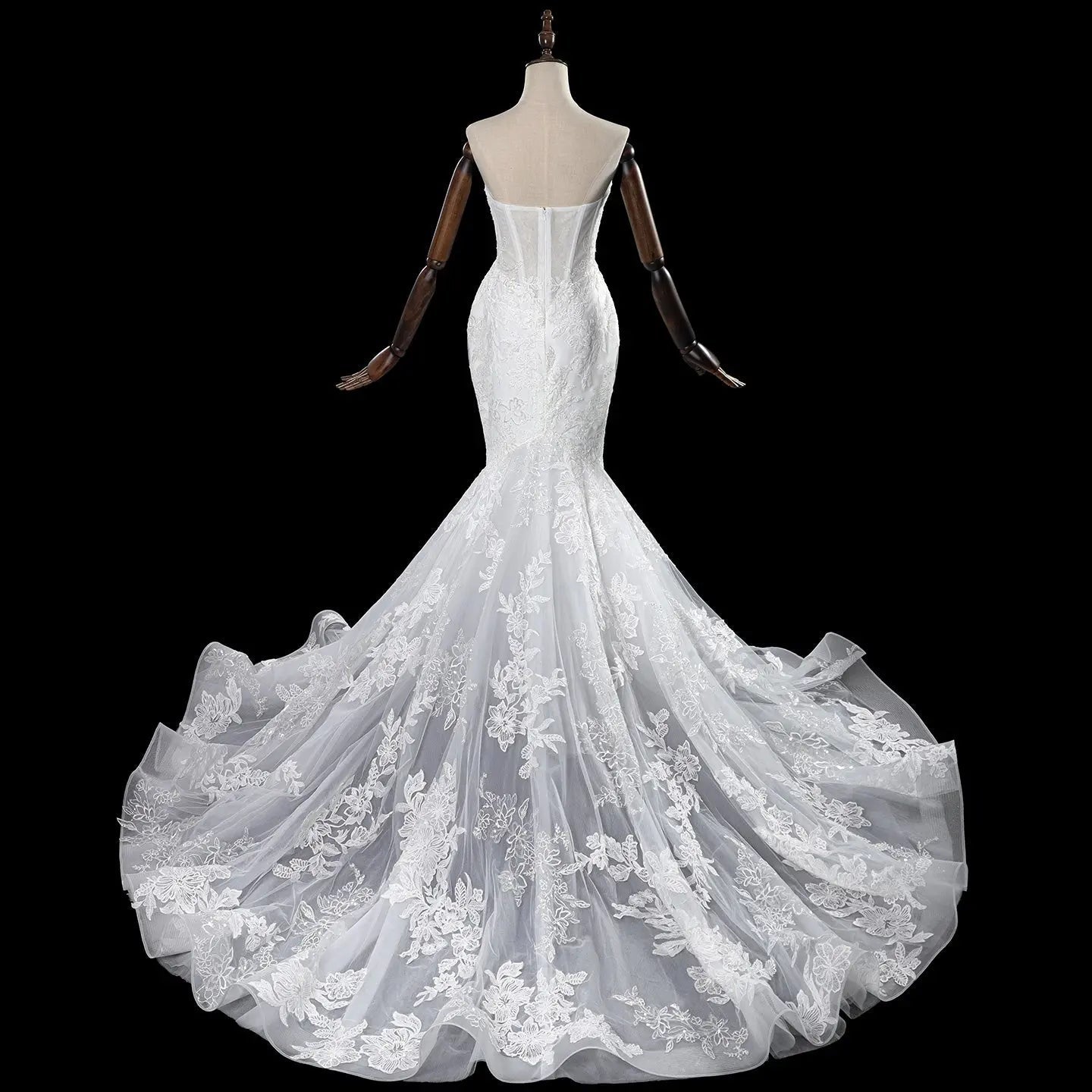 Glamorous White Sweetheart Neckline Mermaid Wedding Dress with Detachable Tulle Sleeves ZP056