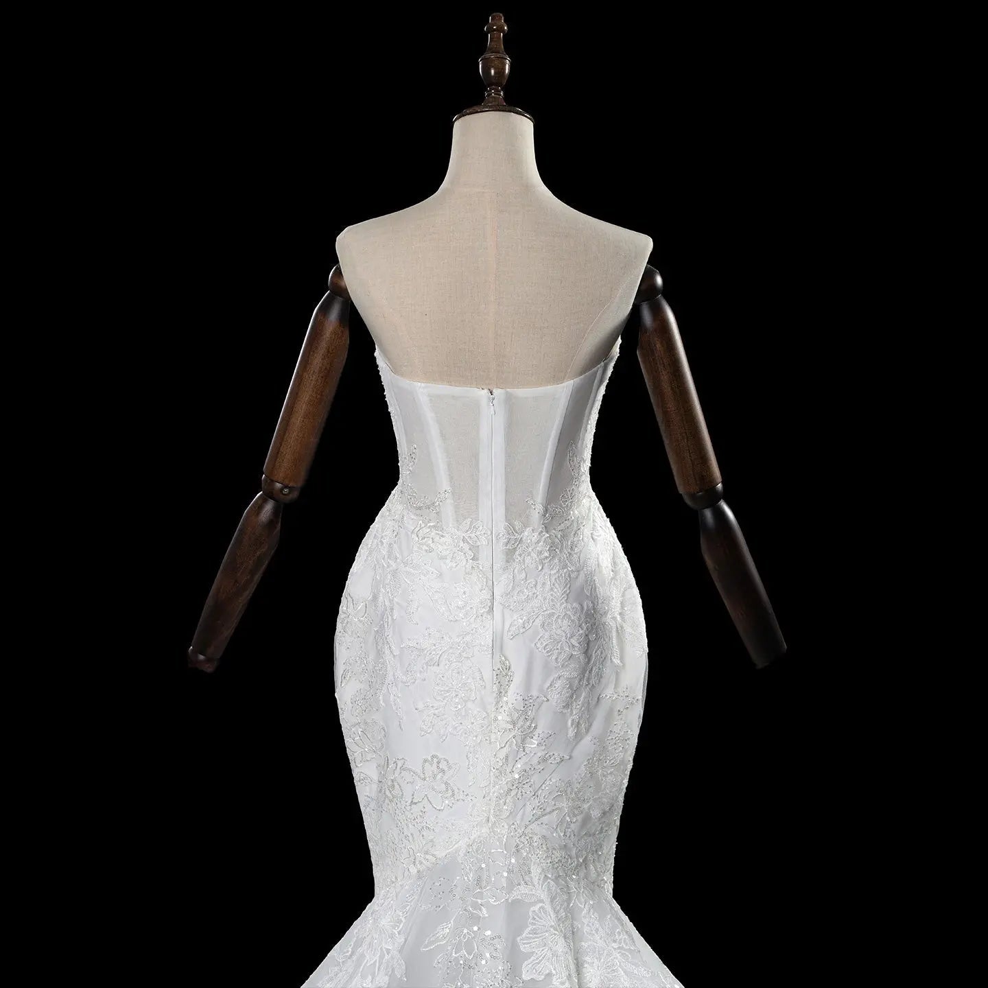 Glamorous White Sweetheart Neckline Mermaid Wedding Dress with Detachable Tulle Sleeves ZP056