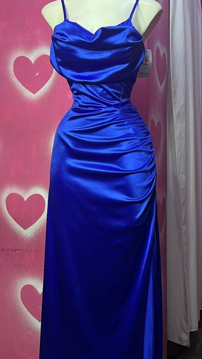 Simple Royal Blue Satin Sheath Prom Dress Long Party Evening Gown - VelvetHem