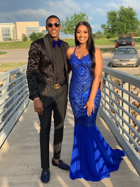 Mermaid V-Neck Sleeveless Royal Blue Evening Dress