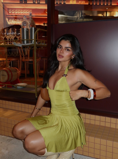 Sexy Halter Olive Green V Neck Short Party Dress Backless Homecoming Dress - View 3 | VelvetHem