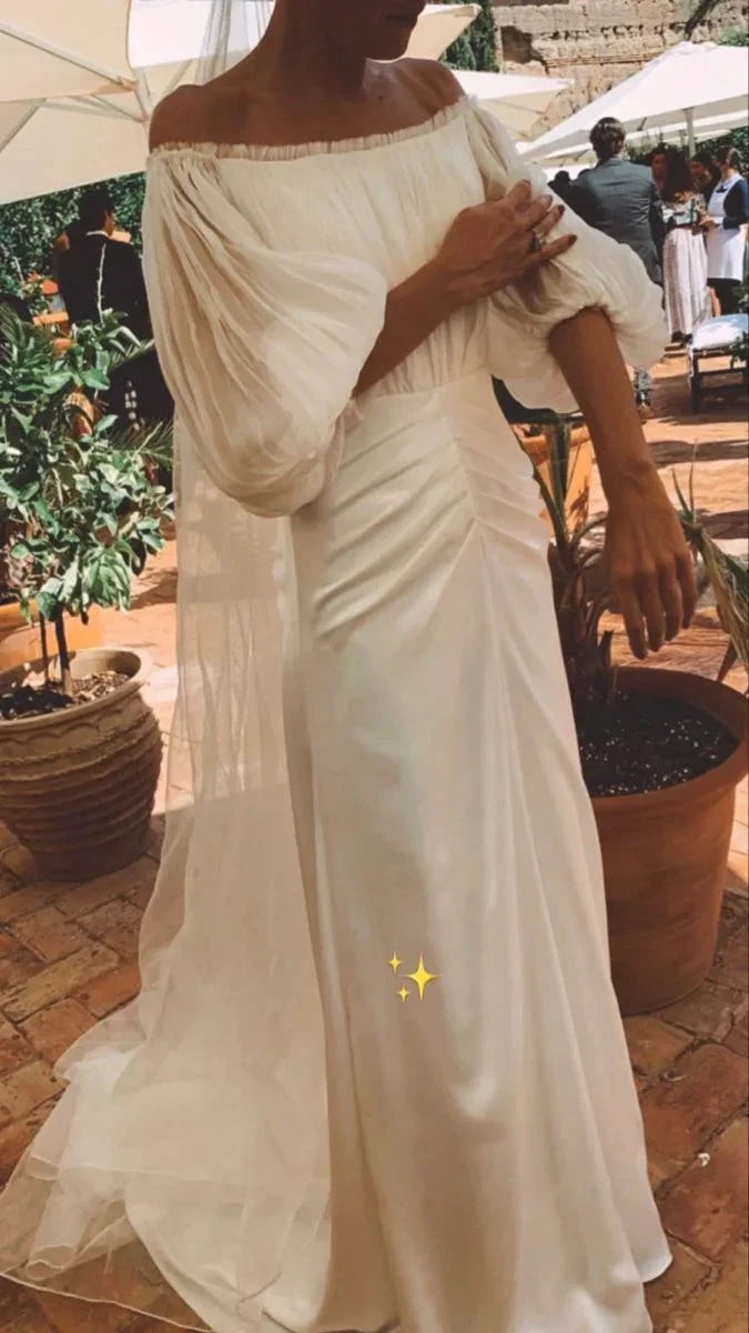 Classy White Wedding Dress,Off The Shoulder Wedding Dress Y4768 by simplepromdress
