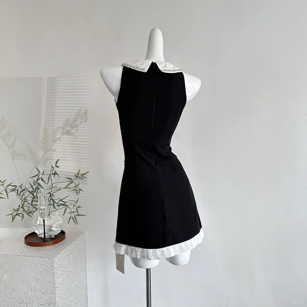 Pretty Black Sleeveless A Line Mini Birthday Dress Holiday Dress - View 2 | VelvetHem