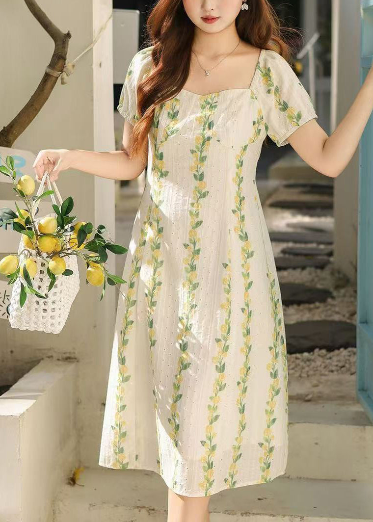 Italian White Print Hollow Out Cotton Maxi Dresses Summer