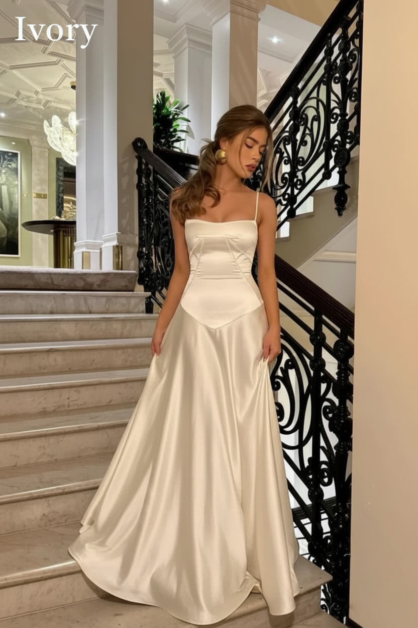 Suzhoufashion Brown Luxe Silk-Look Long Evening Dress With Fitted Bodice Formal Evening Gown