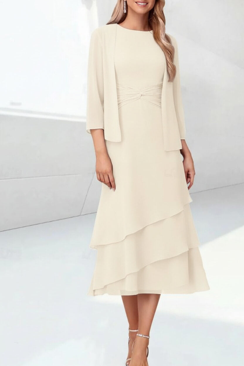 Mint Green Mother of the Bride Dress Chiffon Two Piece Wedding Guest Dress