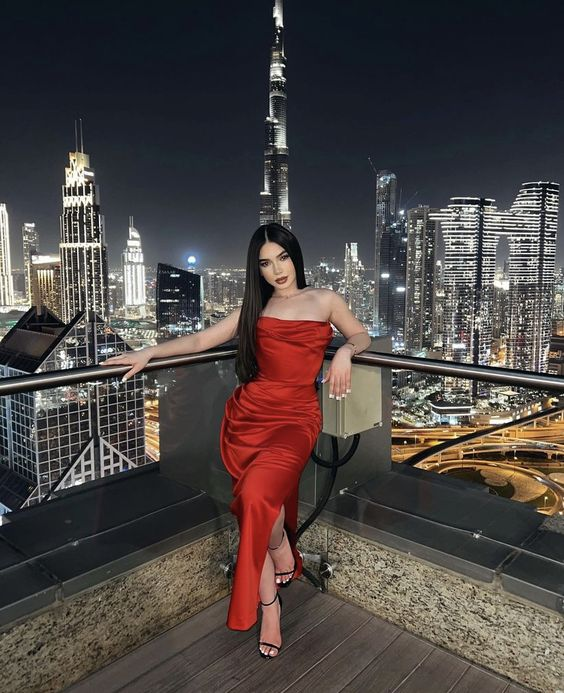 Sexy Red Strapless Sheath Evening Dress Red Party Gown Y6030 - VelvetHem
