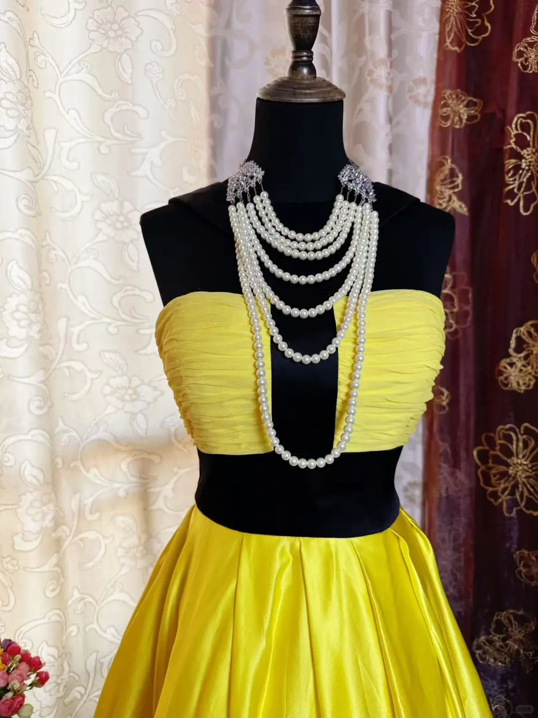 Fashion Yellow Black Splicing A Line Short Party Dress Formal Graduation Homecoming Dress - View 9 | VelvetHem