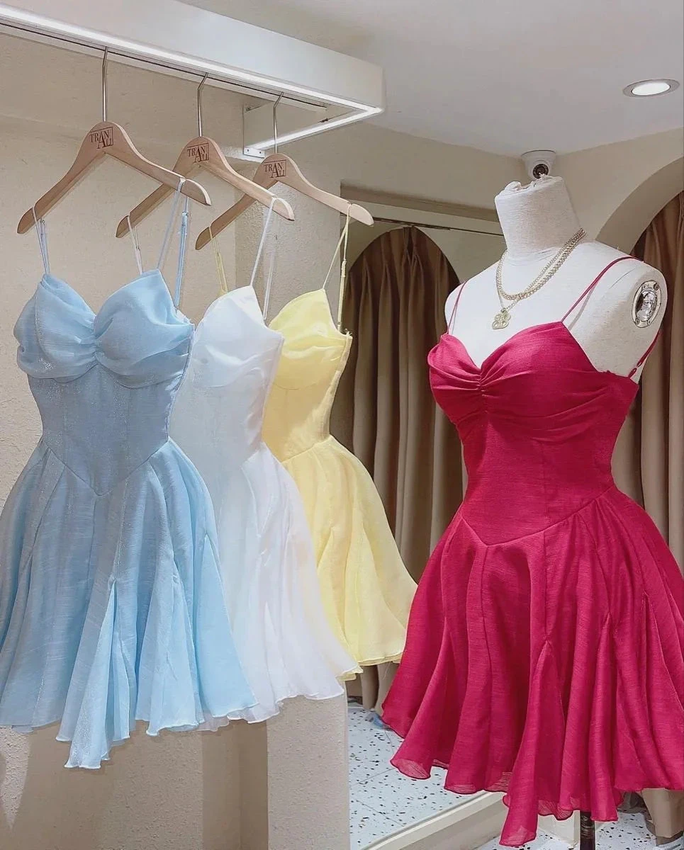 A-line Spaghetti Straps Homecoming Dress Cute Party Dress (ZD12283)