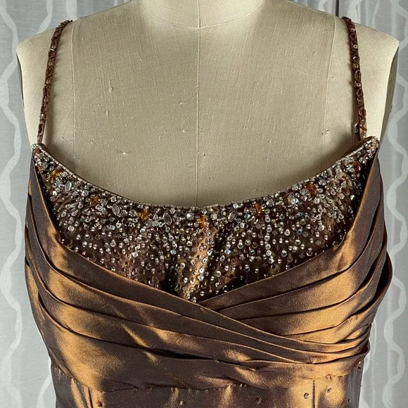 Vintage Satin Beaded Ruched Evening Dress Memaid Prom Dress Y8243