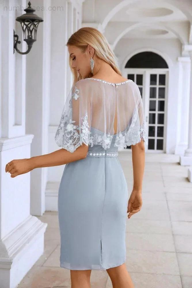 Ladies Chiffon Shawl Minimalist Lace Bridesmaid Evening Dresses Wedding Party Evening Dresses 28113 (ZD16969)
