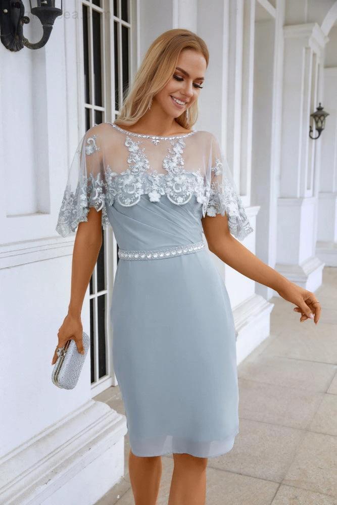 Ladies Chiffon Shawl Minimalist Lace Bridesmaid Evening Dresses Wedding Party Evening Dresses 28113 (ZD16969)