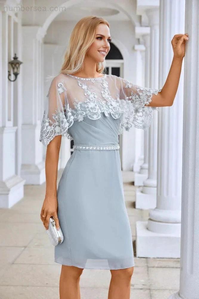 Ladies Chiffon Shawl Minimalist Lace Bridesmaid Evening Dresses Wedding Party Evening Dresses 28113 (ZD16969)