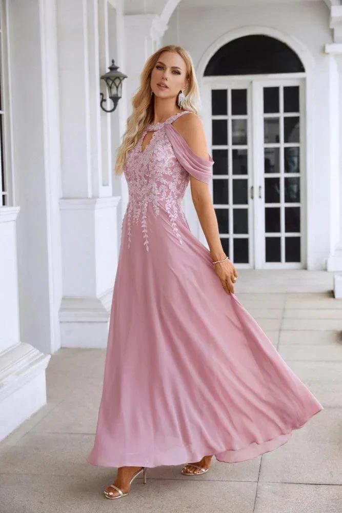 Ladies Chiffon Embroidery Flying Sleeves Mopping Long Bridesmaid Evening Dress Prom Wedding Party Evening Dress 28119 by numbersea