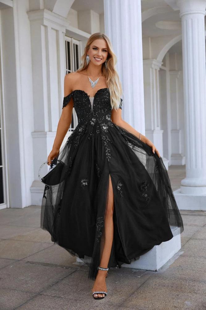 Ladies Chiffon V Neck Hanging Sleeves Tulle Embroidery Floor Length Bridesmaid Evening Dress Prom Party Wedding Evening Dress 28127 (ZD16970) - VelvetHem