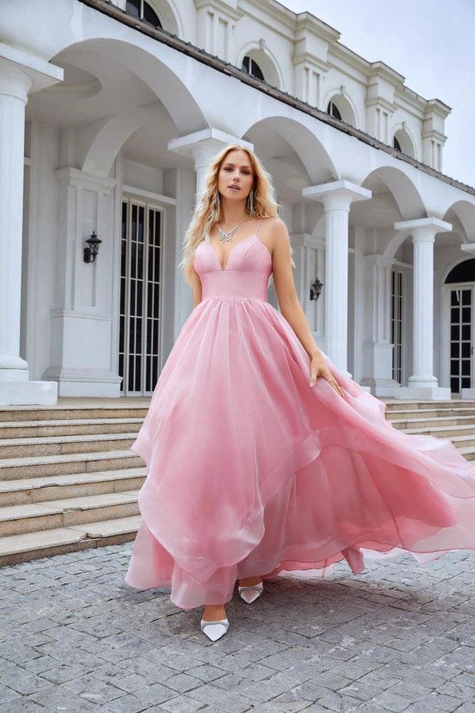 Ladies Organza V Neck Corset Puffy Floor Length Bridesmaid Evening Dress Beach Wedding Evening Dress 28100 by numbersea