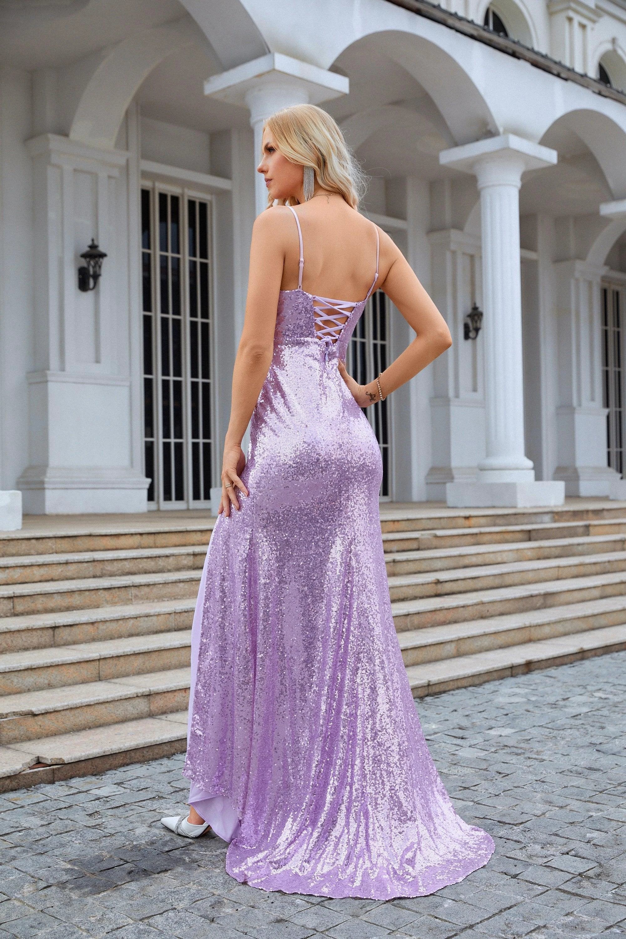 Ladies Spaghetti Strap Sequined Mermaid Long Bridesmaid Dresses Prom Wedding Party Evening Dresses 28083 (ZD16983)