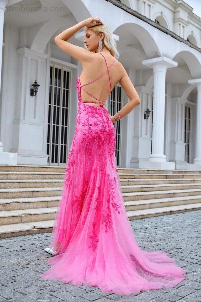 Ladies Spaghetti Strap Sequin V Neck Mermaid Long Bridesmaid Dress Prom Wedding Party Evening Dress 28086 (ZD17016)