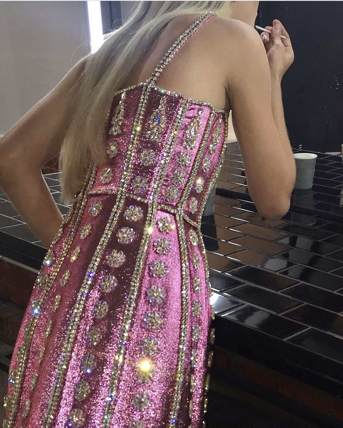 Gorgeous Spaghetti Straps Pink Sequin Beaded Cocktail Dress Short 8th Grade Homecoming Dress
