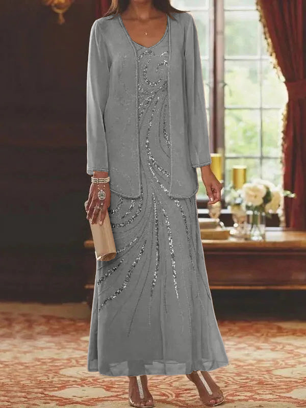 Jacketed Mother of the Bride & Groom Sheath Column Dress with Sequins