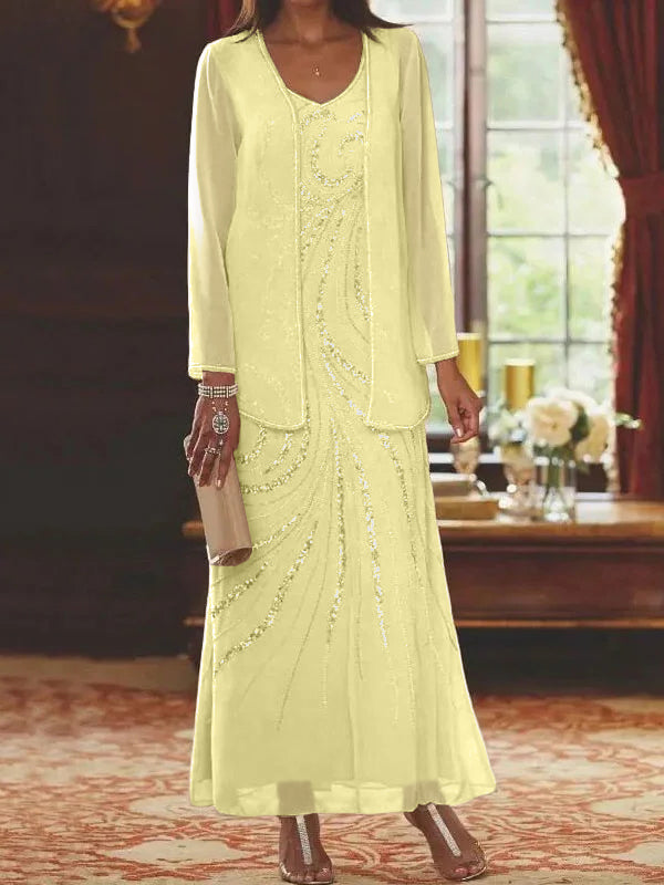 Jacketed Mother of the Bride & Groom Sheath Column Dress with Sequins