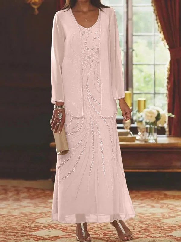Jacketed Mother of the Bride & Groom Sheath Column Dress with Sequins