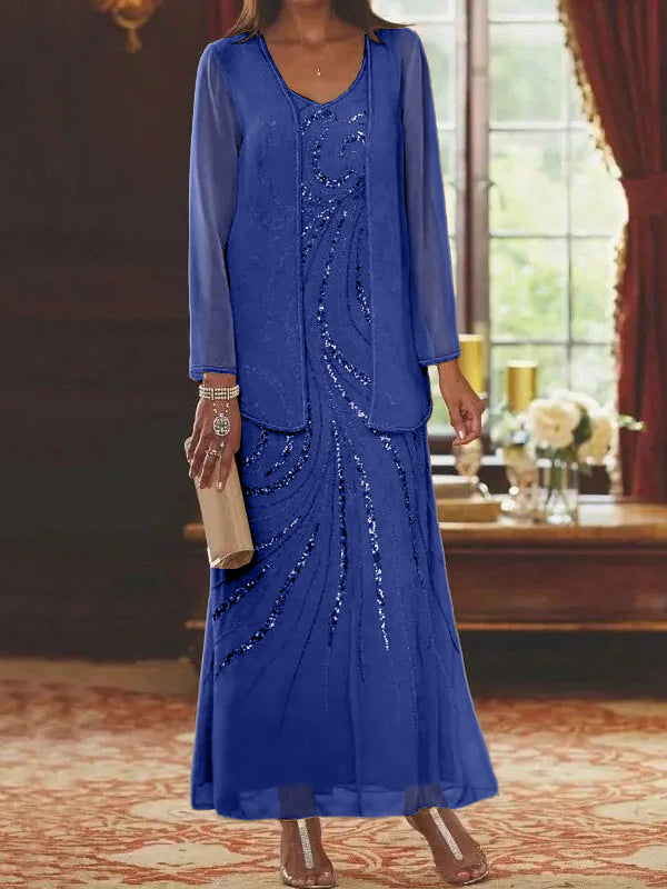 Jacketed Mother of the Bride & Groom Sheath Column Dress with Sequins