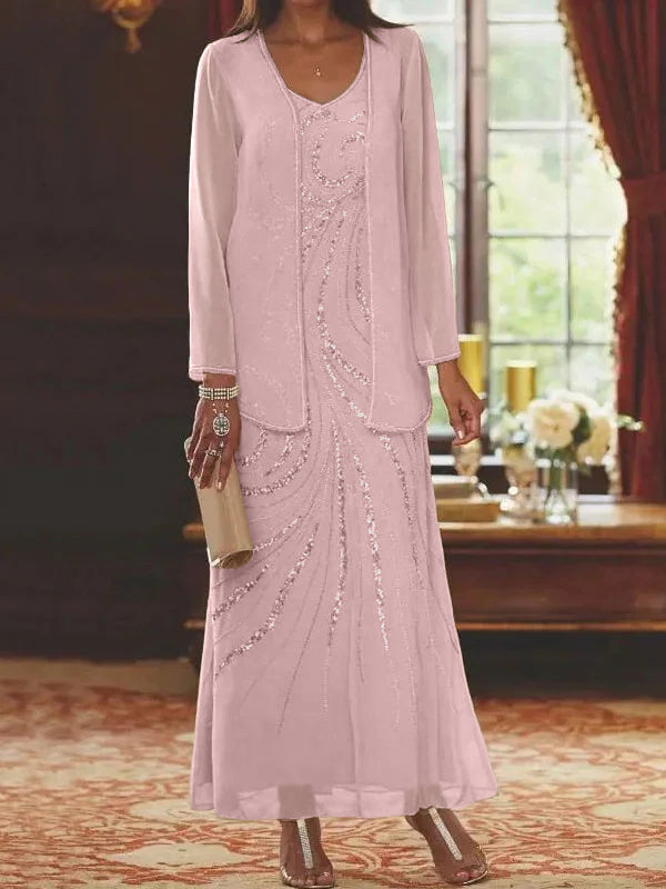 Jacketed Mother of the Bride & Groom Sheath Column Dress with Sequins
