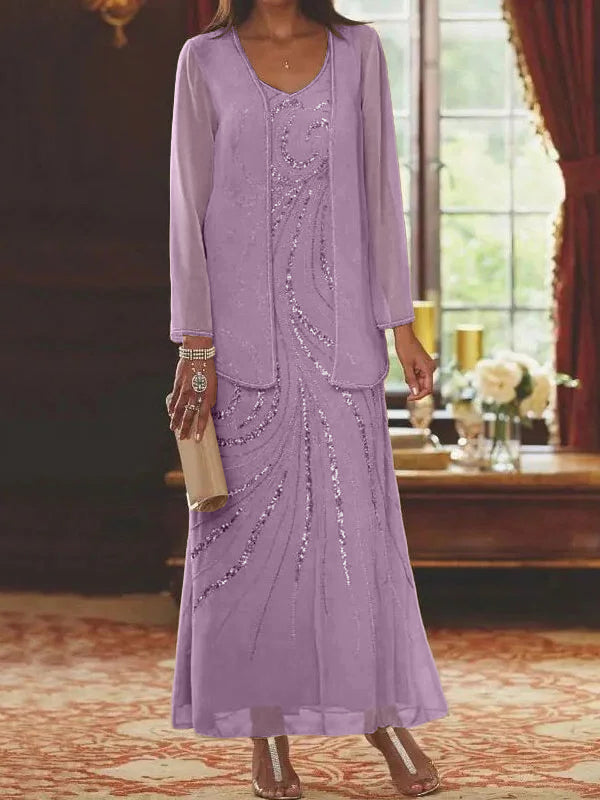 Jacketed Mother of the Bride & Groom Sheath Column Dress with Sequins