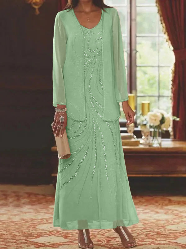 Jacketed Mother of the Bride & Groom Sheath Column Dress with Sequins