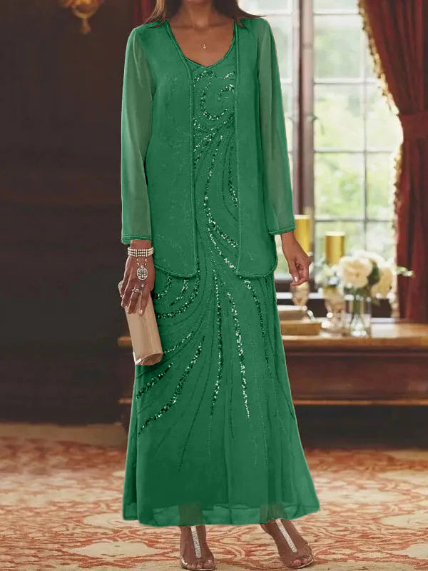 Jacketed Mother of the Bride & Groom Sheath Column Dress with Sequins