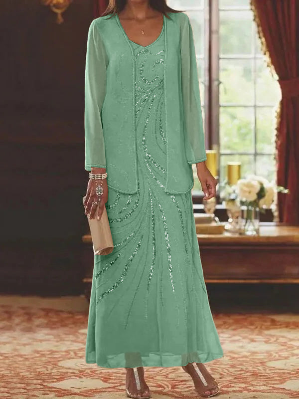 Jacketed Mother of the Bride & Groom Sheath Column Dress with Sequins