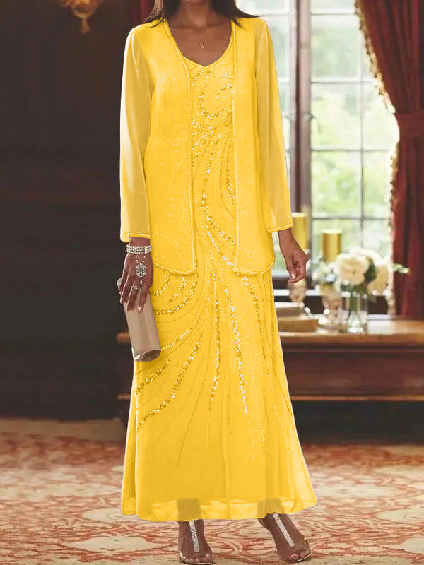 Jacketed Mother of the Bride & Groom Sheath Column Dress with Sequins