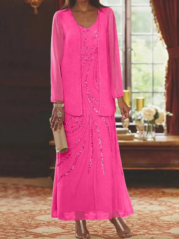 Jacketed Mother of the Bride & Groom Sheath Column Dress with Sequins