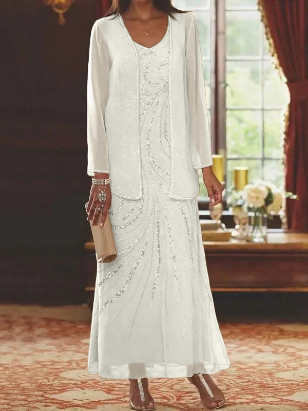 Jacketed Mother of the Bride & Groom Sheath Column Dress with Sequins