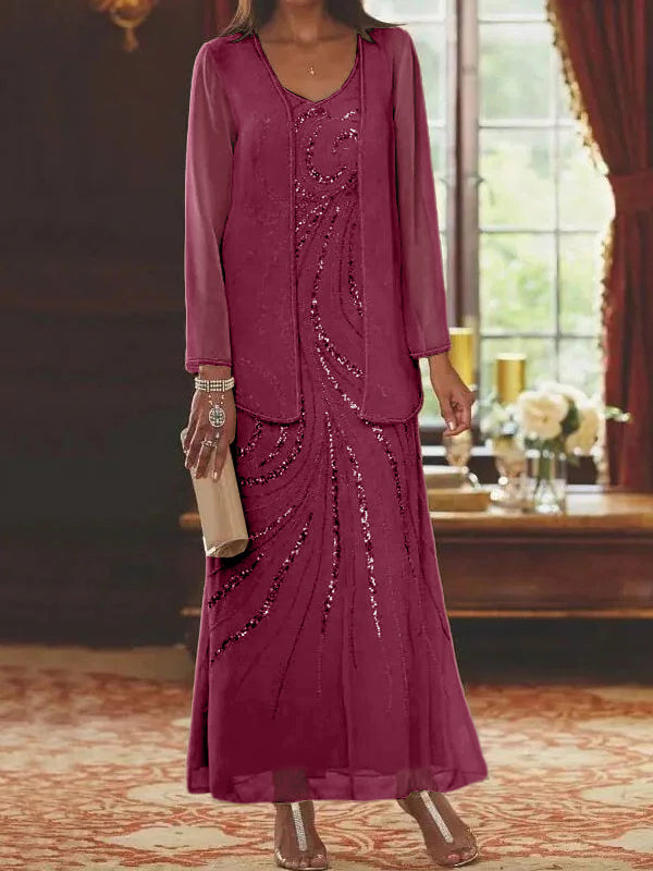 Jacketed Mother of the Bride & Groom Sheath Column Dress with Sequins