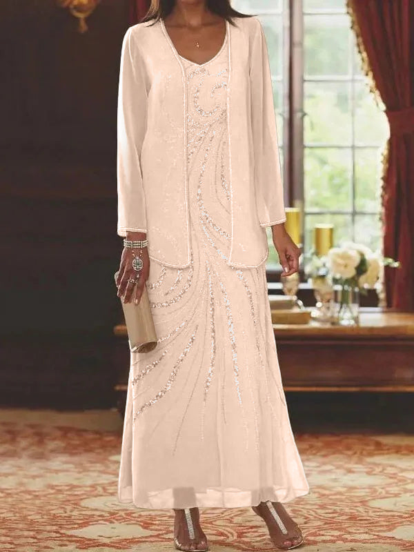 Jacketed Mother of the Bride & Groom Sheath Column Dress with Sequins