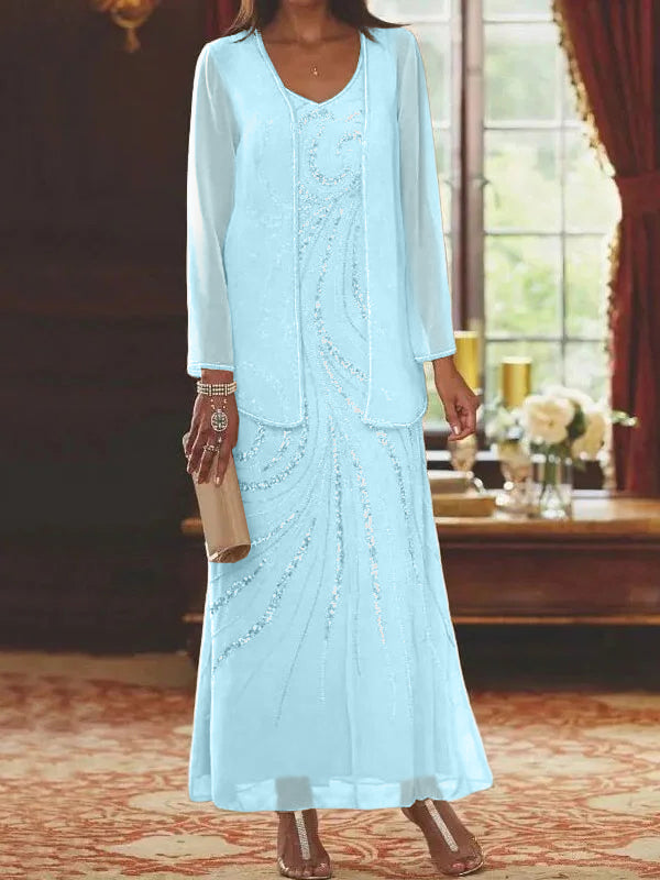 Jacketed Mother of the Bride & Groom Sheath Column Dress with Sequins