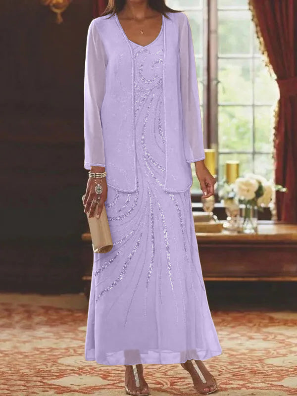 Jacketed Mother of the Bride & Groom Sheath Column Dress with Sequins