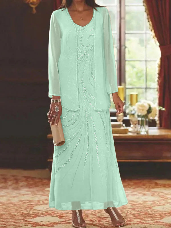 Jacketed Mother of the Bride & Groom Sheath Column Dress with Sequins