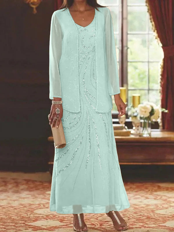 Jacketed Mother of the Bride & Groom Sheath Column Dress with Sequins